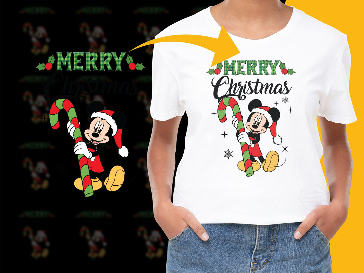 Merry Christmas Mickey Mouse T-Shirt, Holiday Disney Apparel, Kids and Adults Sizes Available