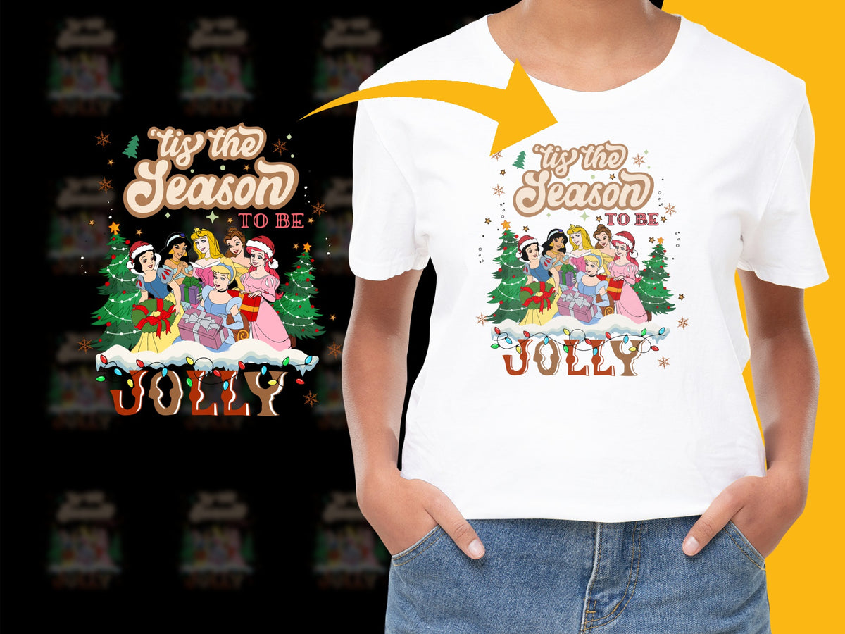 Festive Holiday T-shirt 'Tis the Season to be Jolly' Women's Christmas Graphic Tee