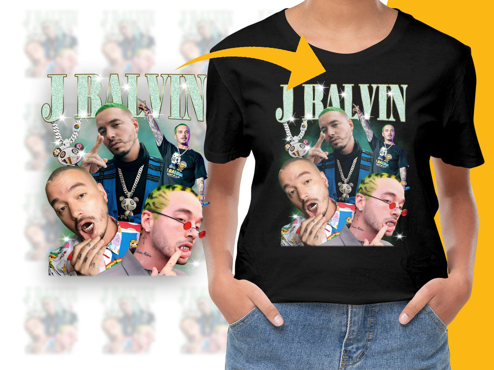 J Balvin Inspired Graphic T-Shirt, Vibrant Pop Art Style, Colorful Music Artist Tee, Unisex Fashion Top