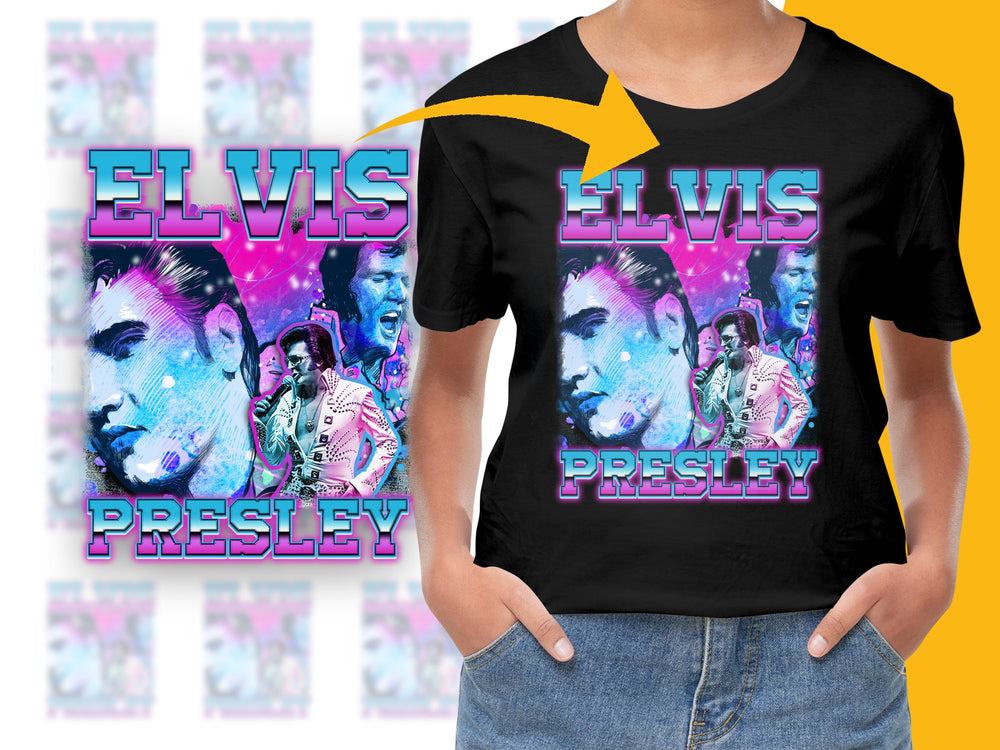 Vintage Elvis Presley Graphic T-Shirt, Retro 80s Rock n Roll, Unisex Pop Music Tee, Colorful Elvis Fan Apparel, Gift Idea