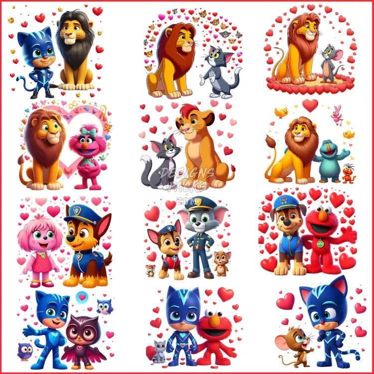 16 Cartoon Valentine Mix Designs Bundle Png