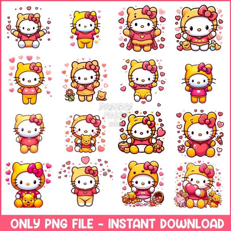 16 Hello Pooh Kitty Valentine Designs Bundle Png