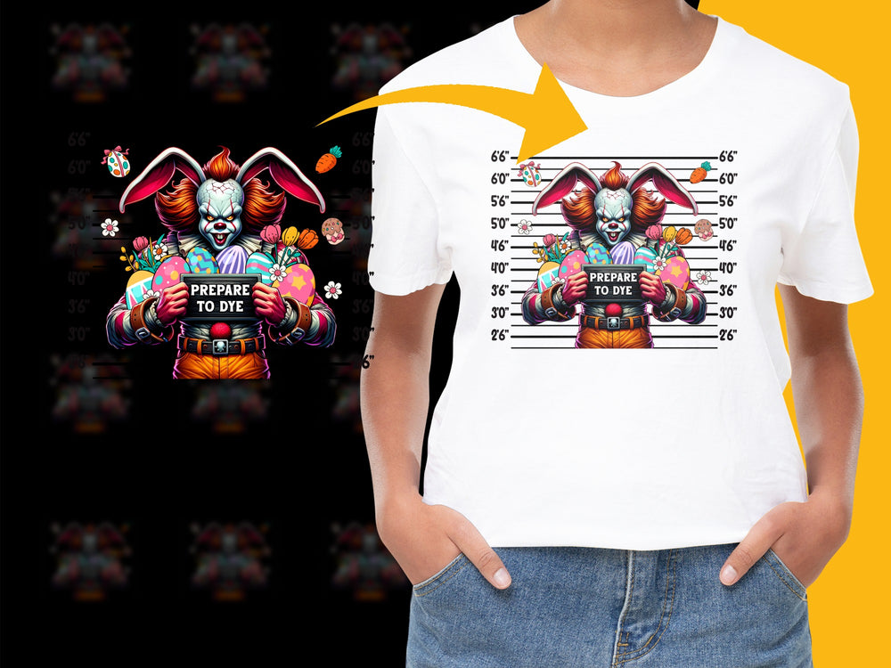 Colorful Rabbit Graphic T-Shirt, Prepare to Dye, Vibrant Print Tee, Unisex Fashion Top, Unique Festival Clothing, Bold Artistic Design