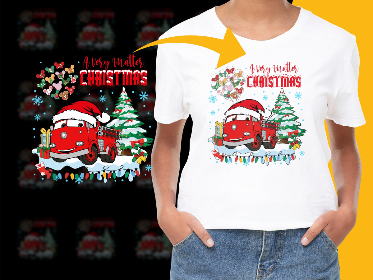 Vintage Red Truck Christmas T-Shirt, Festive Holiday Graphic Tee with Trees and Snow, Unisex Winter Apparel