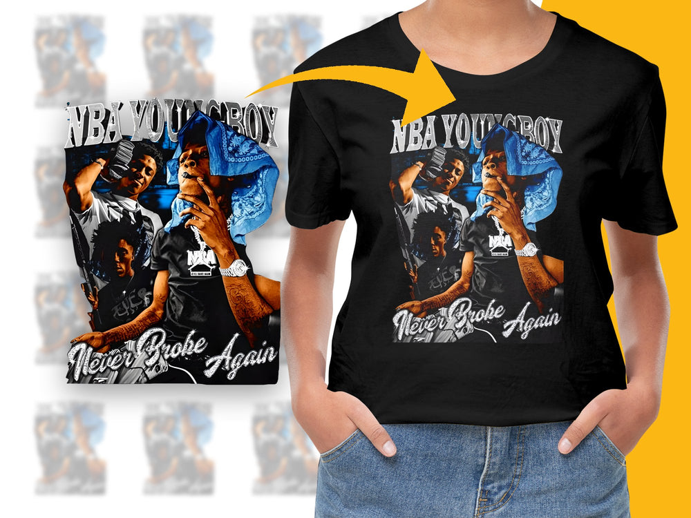 NBA YoungBoy Graphic T-Shirt, Never Broke Again Hip Hop Music Tee, Urban Streetwear, Black Cotton Shirt