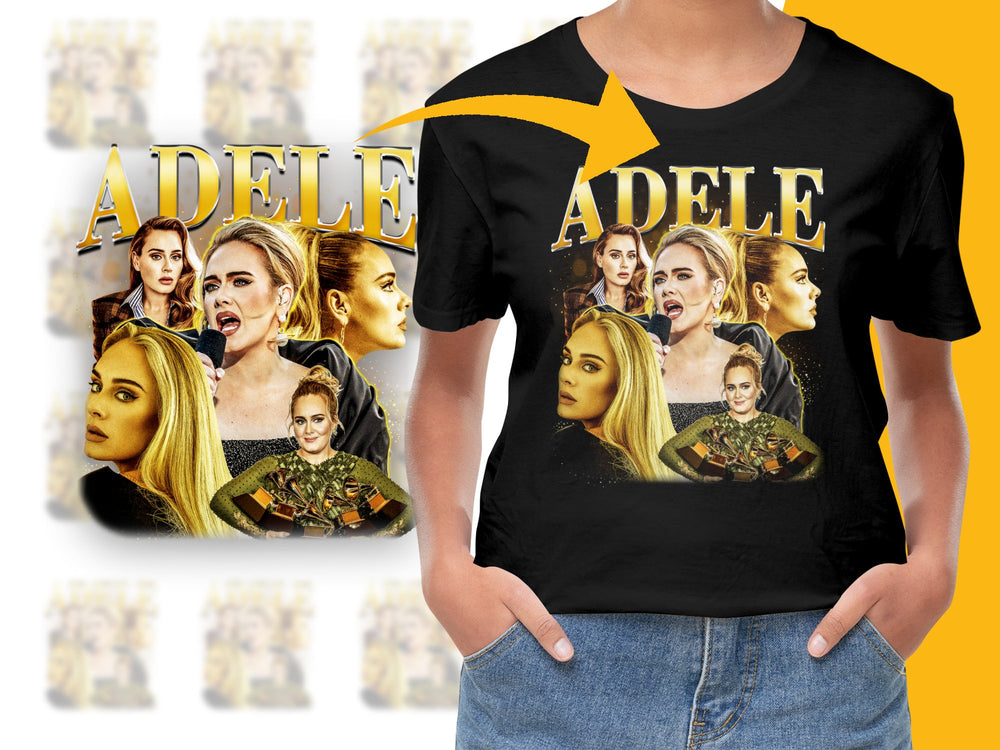 Adele Graphic T-Shirt, Multiple Poses Design, Black Cotton Tee, Music Artist Fan Merchandise, Gift Idea for Her