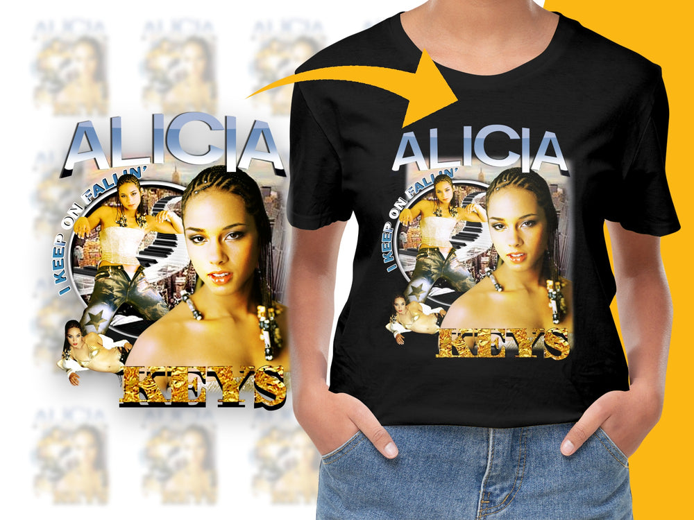 Alicia Keys Graphic T-Shirt, Vintage Retro Music Album Tee, Women's Fashion Top, Pop Culture Apparel