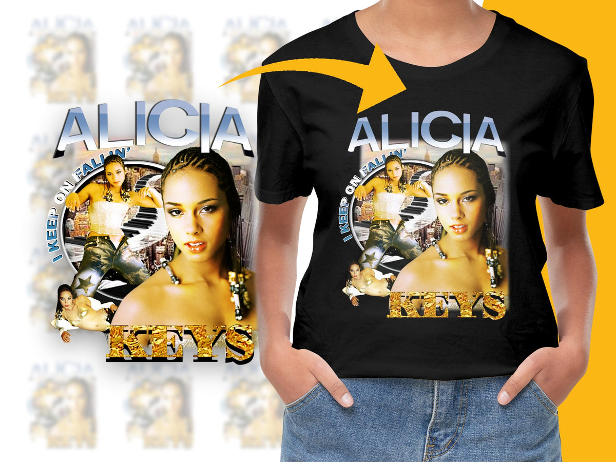 Alicia Keys Graphic T-Shirt, Vintage Retro Music Album Tee, Women's Fashion Top, Pop Culture Apparel