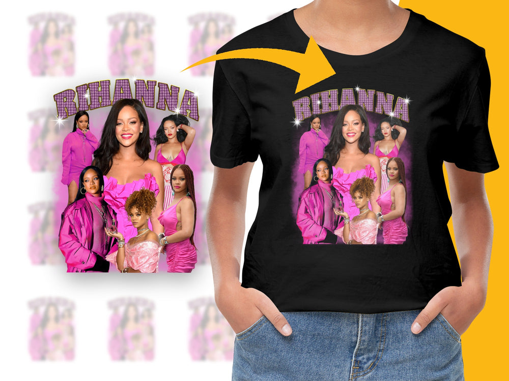 Custom Rihanna Graphic T-Shirt, Pop Music Fan Tee, Unique Full Color Print, Trendy Artist Shirt