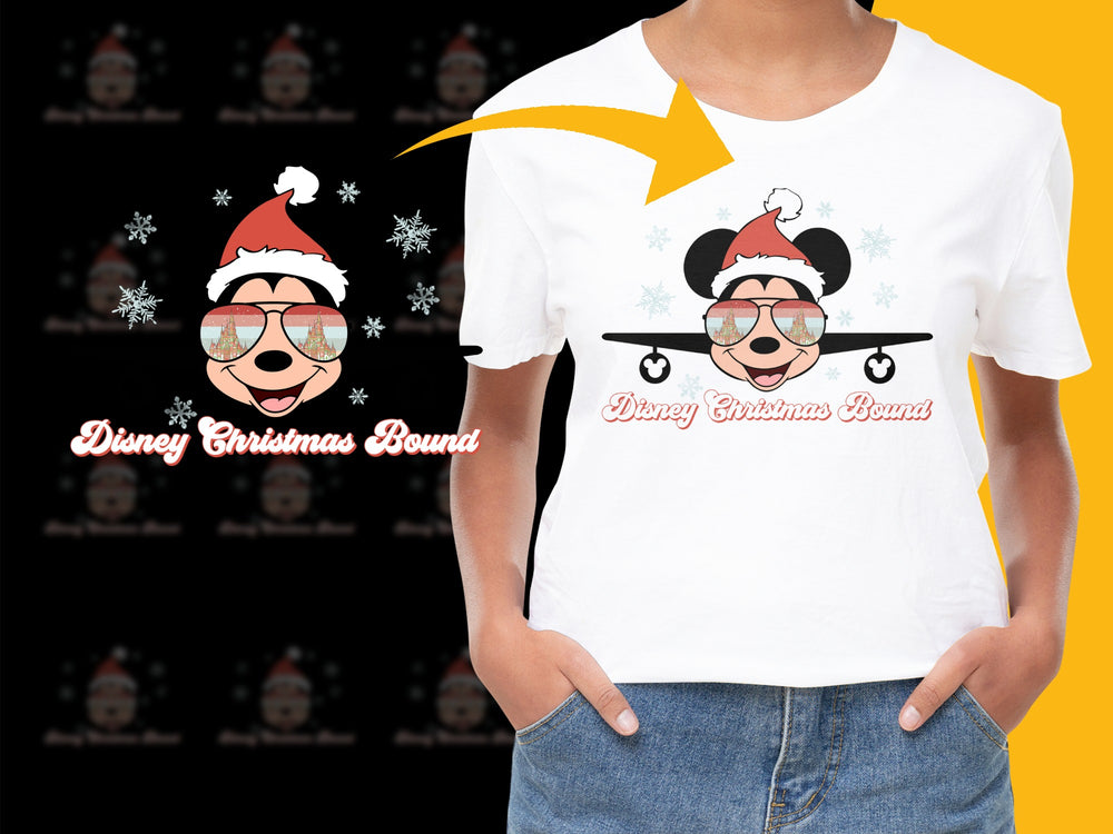 Disney Christmas Bound T-Shirt, Festive Holiday Tee, Kids and Adults Sizes, Cartoon Character Top