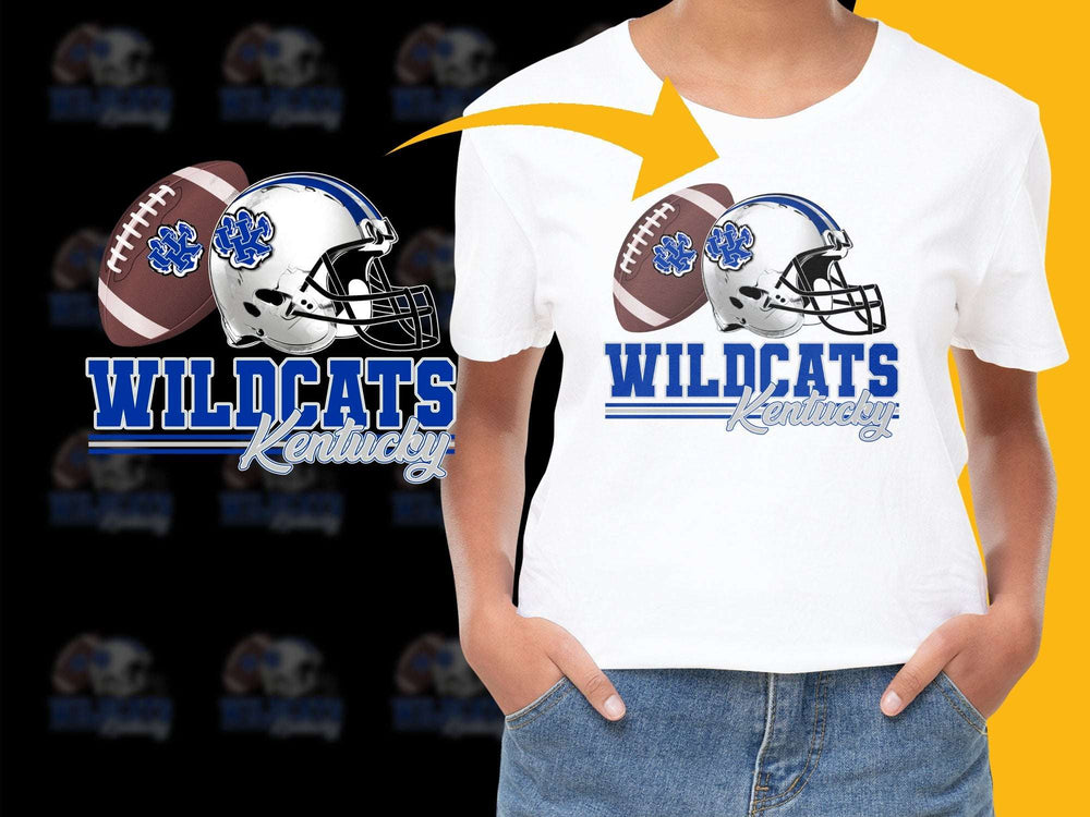 Kentucky Wildcats Football T-Shirt, Helmet and Team Logo, Kids Sports Apparel