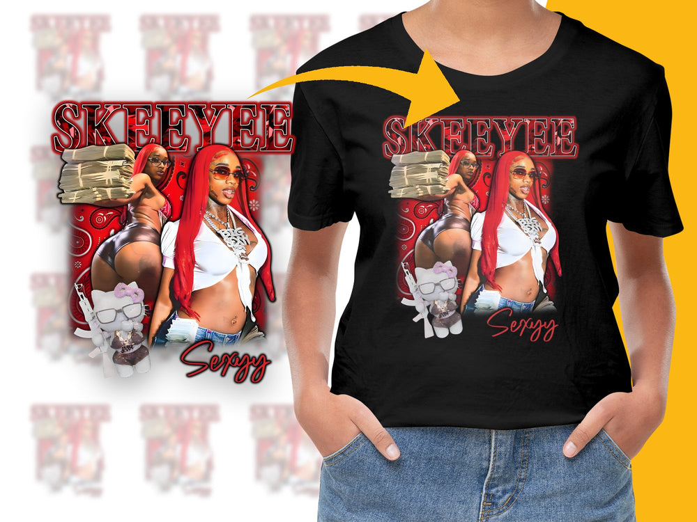 Urban Style Graphic Tee, Red and White, Trendy Hip Hop T-shirt, Bold Fashion Top