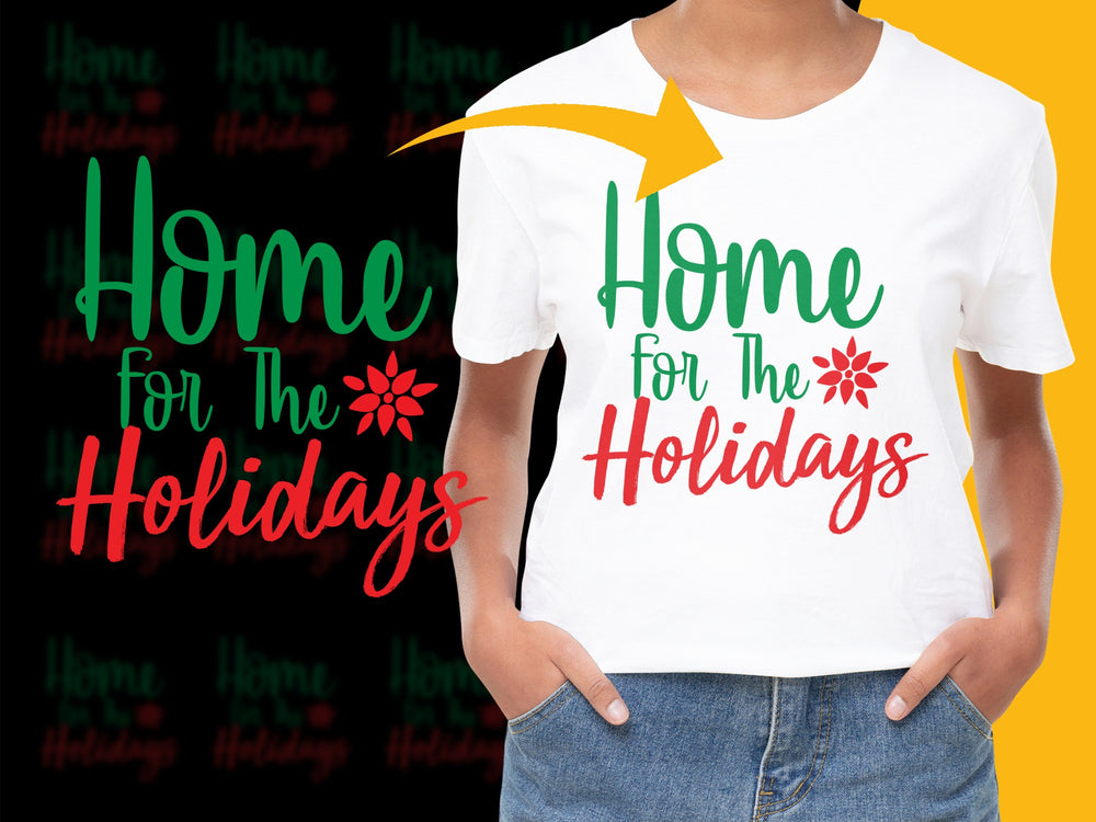 Home for the Holidays T-Shirt, Festive Christmas Tee, Holiday Graphic Shirt, Unisex Red and Green Top
