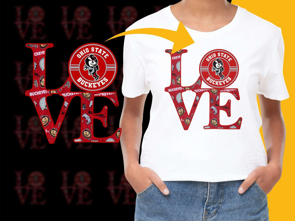 Ohio State Buckeyes T-Shirt, College Football Love Graphic Tee, Unisex Sports Apparel