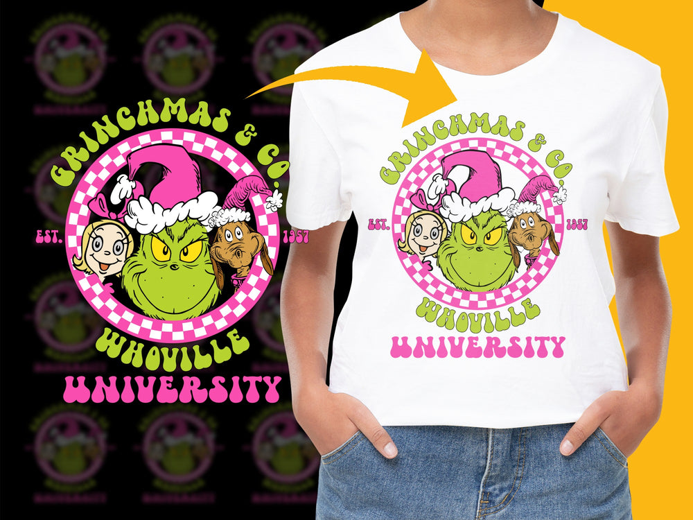 Grinchmas Con Whoville University T-shirt, Christmas Holiday Graphic Tee, Festive Family Outfit