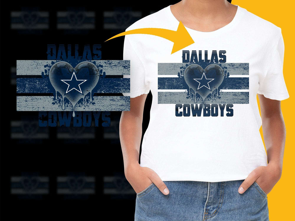 Dallas Cowboys Heart Design T-Shirt, Unisex White Tee, Football Fan Gift, Casual Sports Apparel