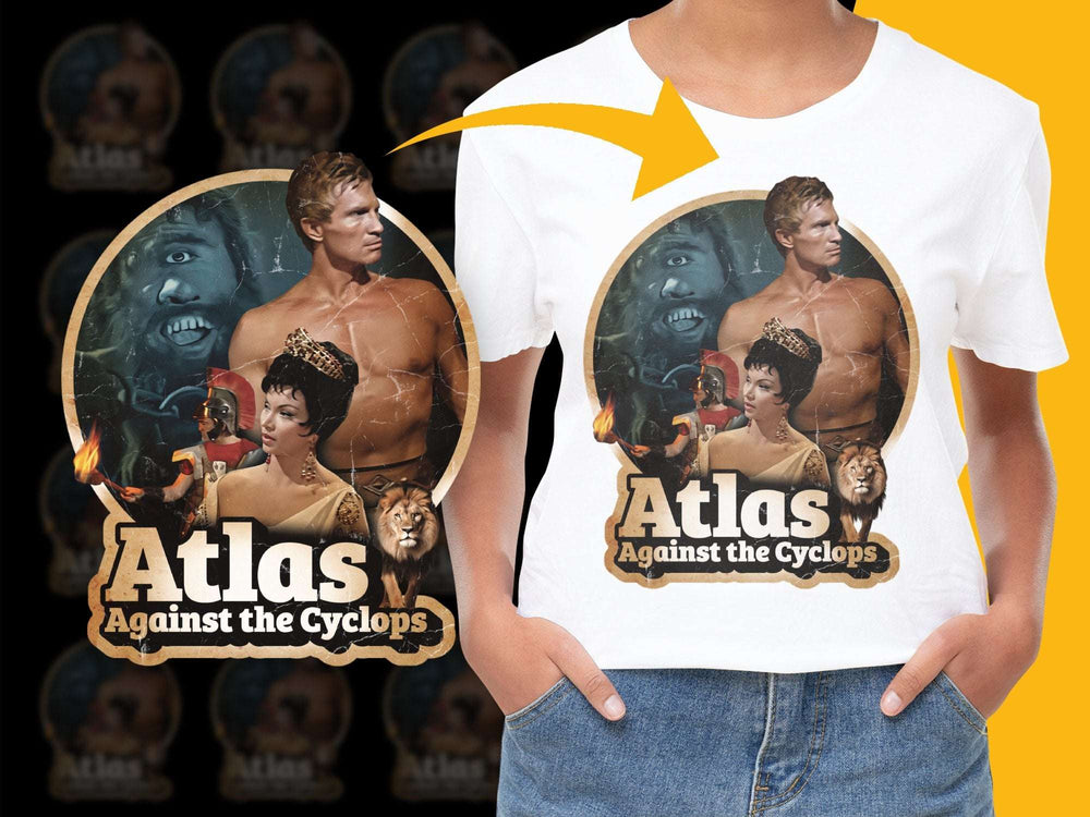 Vintage Atlas Against the Cyclops T-Shirt, Classic Movie Graphic Tee, Unisex Retro Film Merchandise