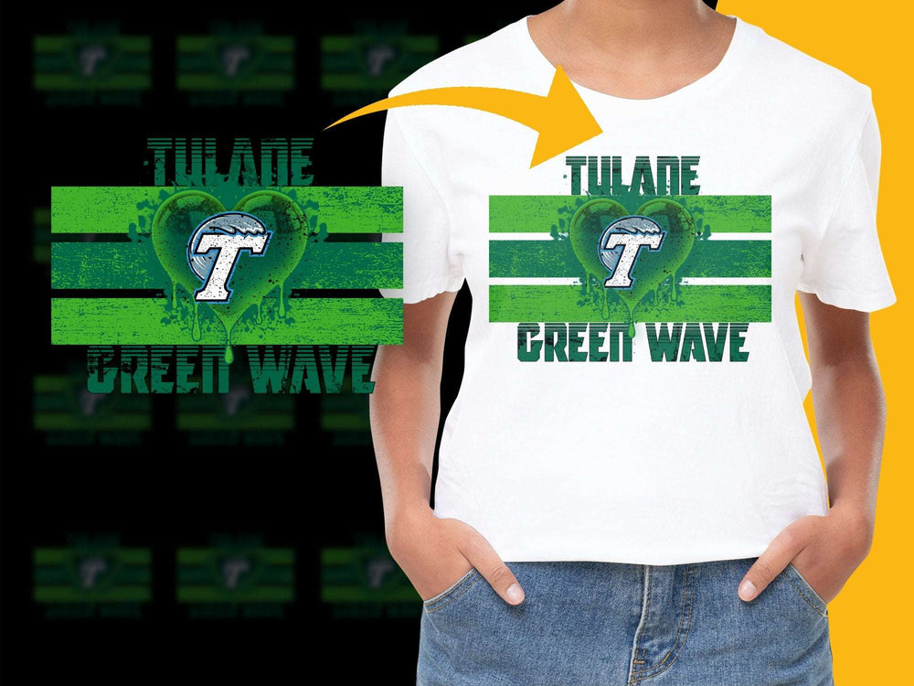 Tulane University Green Wave T-Shirt, College Sports Apparel, Graphic Tee, Distressed Print