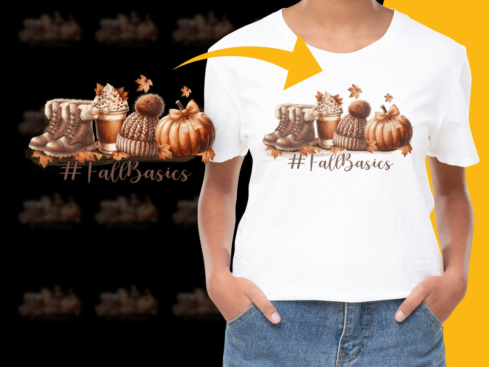 Fall Basics T-Shirt, Autumn Pumpkin and Acorn Graphic Tee, Unisex Fashion, Thanksgiving Outfit