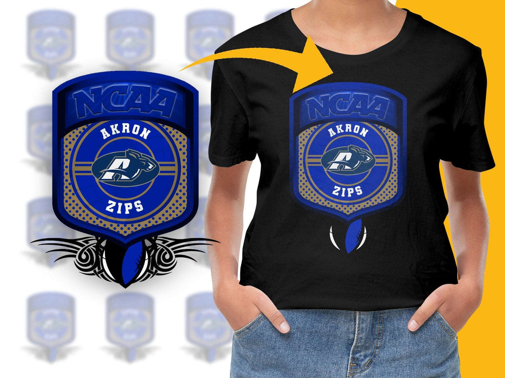 NCAA Akron Zips T-Shirt, College Sports Tee, University Apparel, Blue Graphic Shirt, Fan Gear