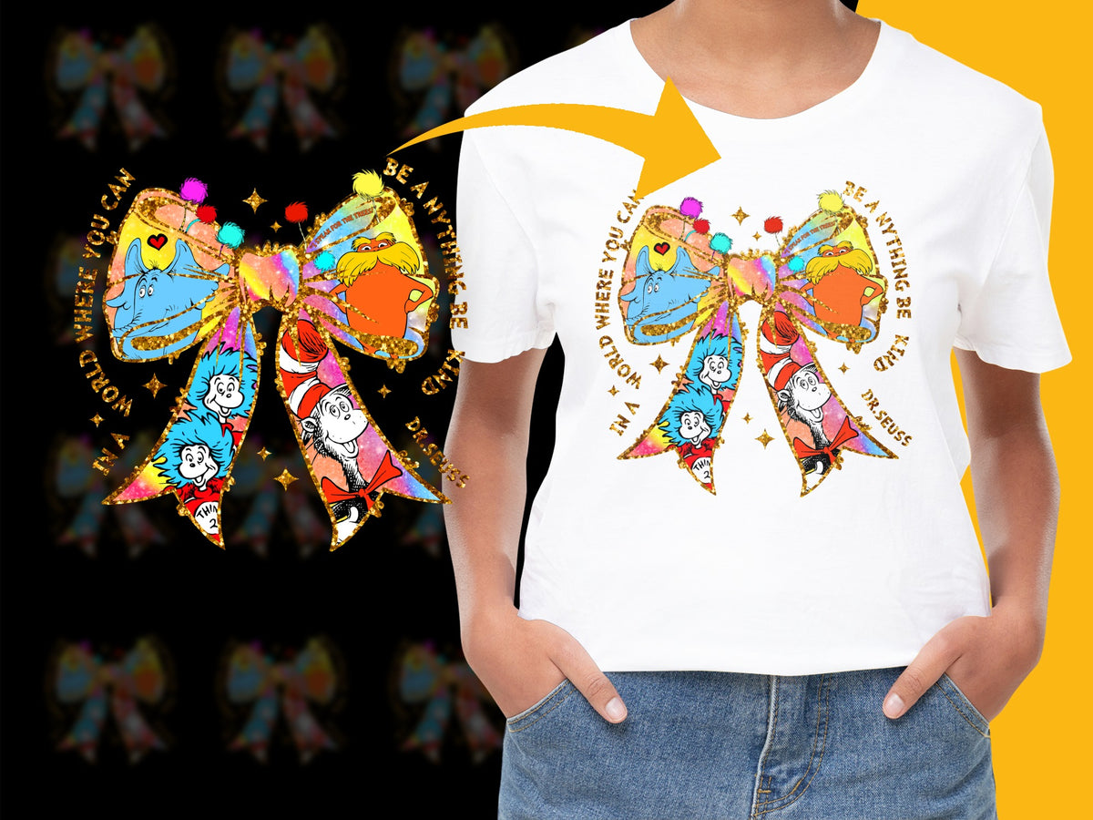 Women's Graphic Tee, Colorful Cartoon Characters Print, Fun Casual White T-Shirt