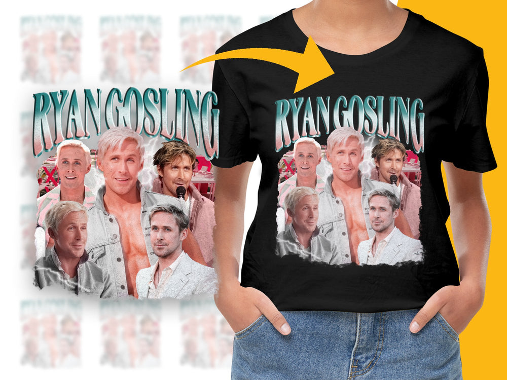 Ryan Gosling Collage T-Shirt, Unisex Ryan Gosling Photo Print Tee, Celebrity Fan Gift Idea