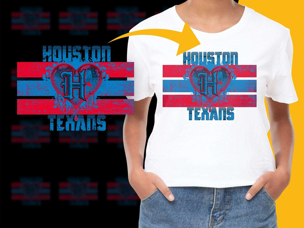 Houston Texas Heart T-Shirt, Vintage Distressed Style, Patriotic Texas Tee, Graphic Red Blue Print, Unisex Fashion Top