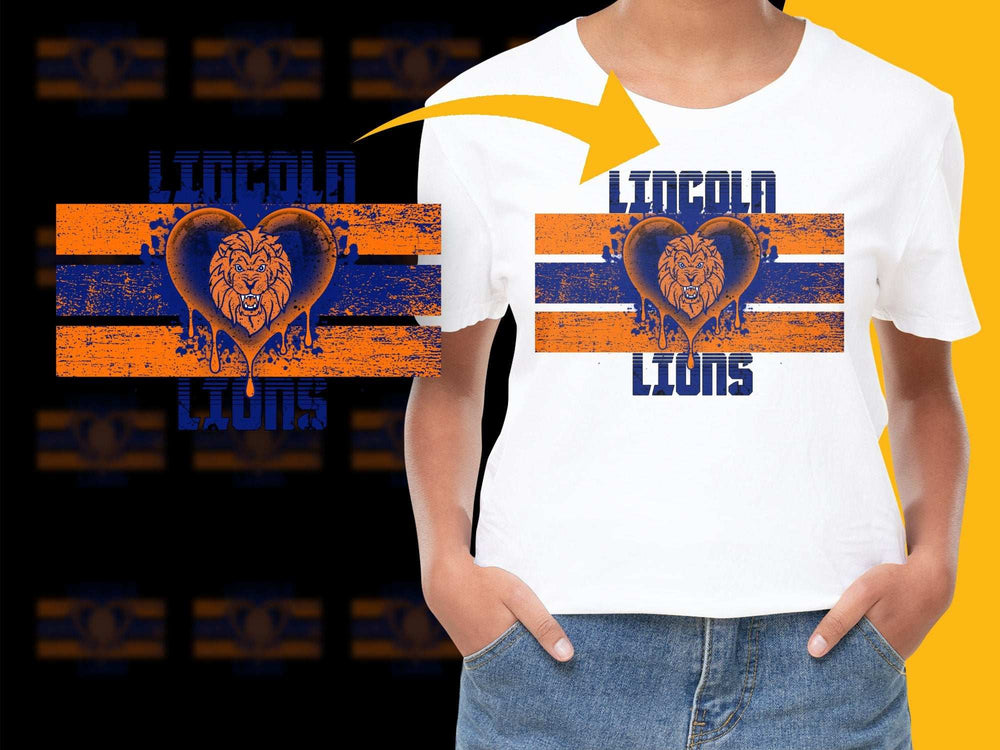 Lincoln Lions Heart Design Logo Graphic PNG File