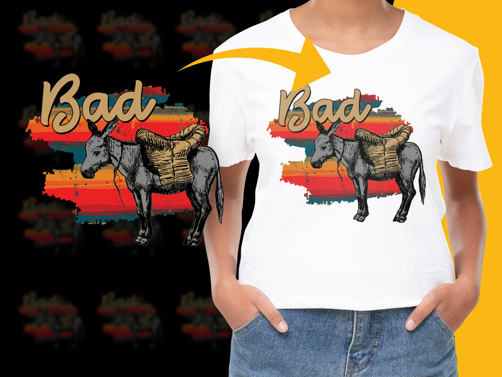 Women's White T-Shirt with Retro Bad Horse Graphic, Colorful Art Print, Casual Streetwear Tee, Vintage Inspired Design, Unique Fashion Top