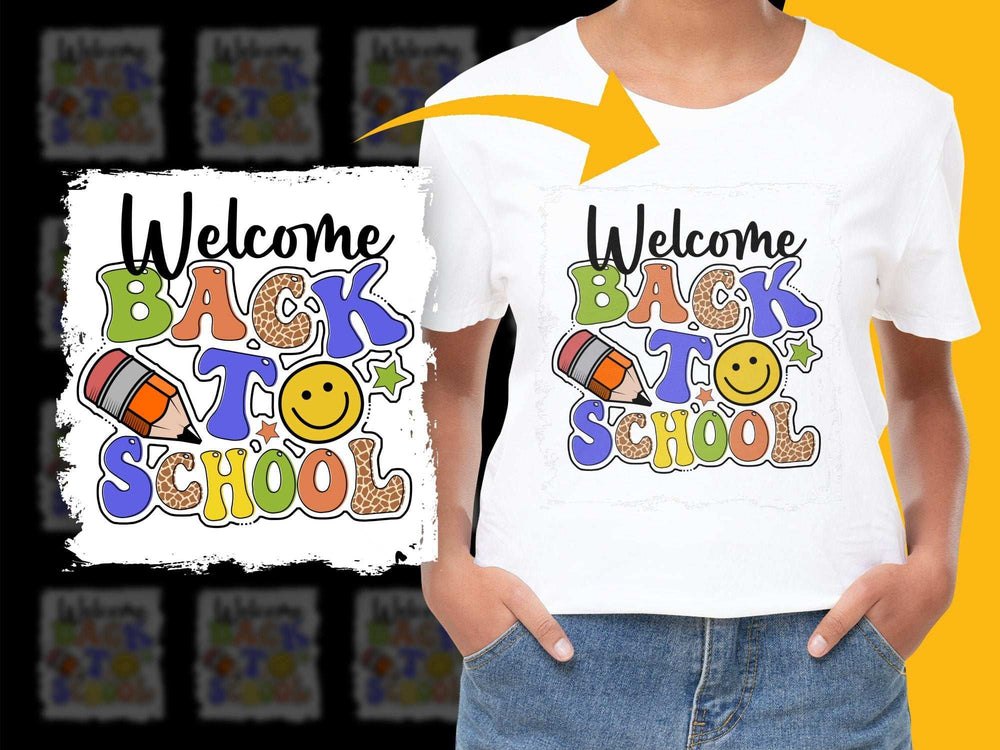 Welcome Back to School T-Shirt, Colorful Kids Graphic Tee, Fun School Supplies Design, Unisex Children's Clothing