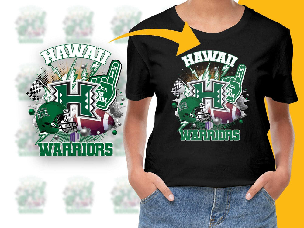 Hawaii Warriors T-Shirt, College Football Fan Gear, Sports Graphic Tee, Black Casual Apparel