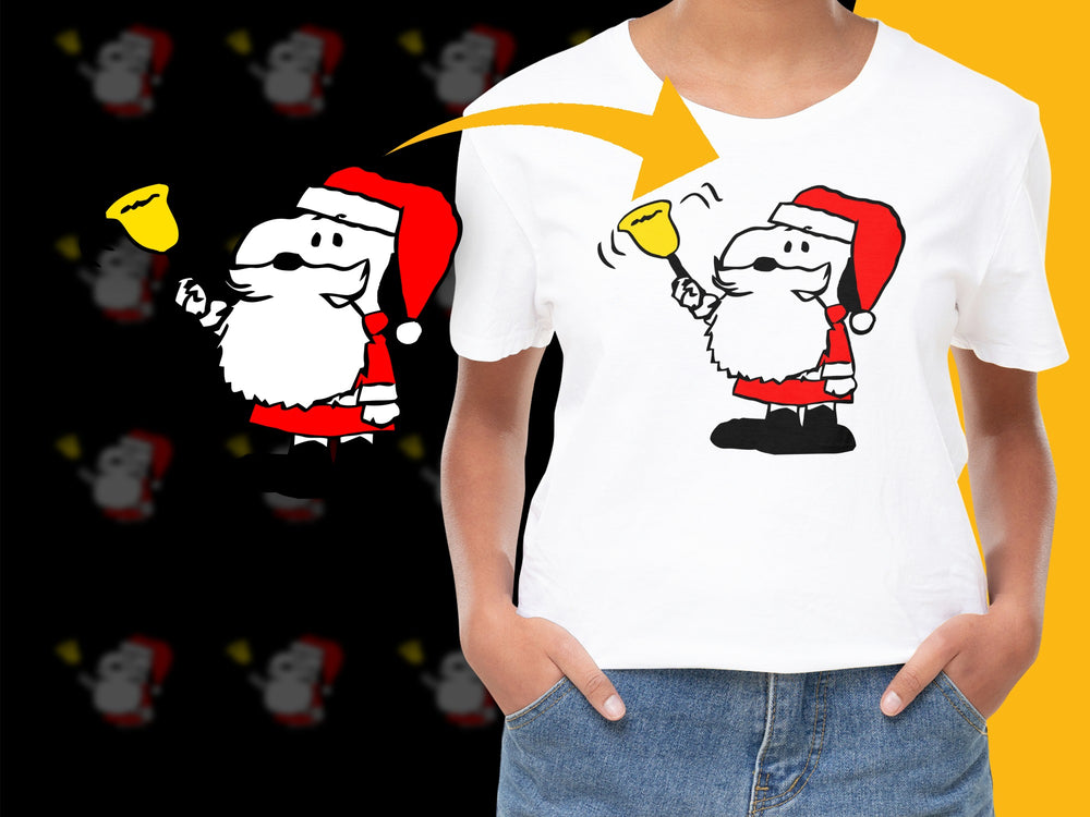 Festive Santa Claus Toasting Graphics T-Shirt, Christmas Holiday Casual Tee, Unisex White Shirt for Party