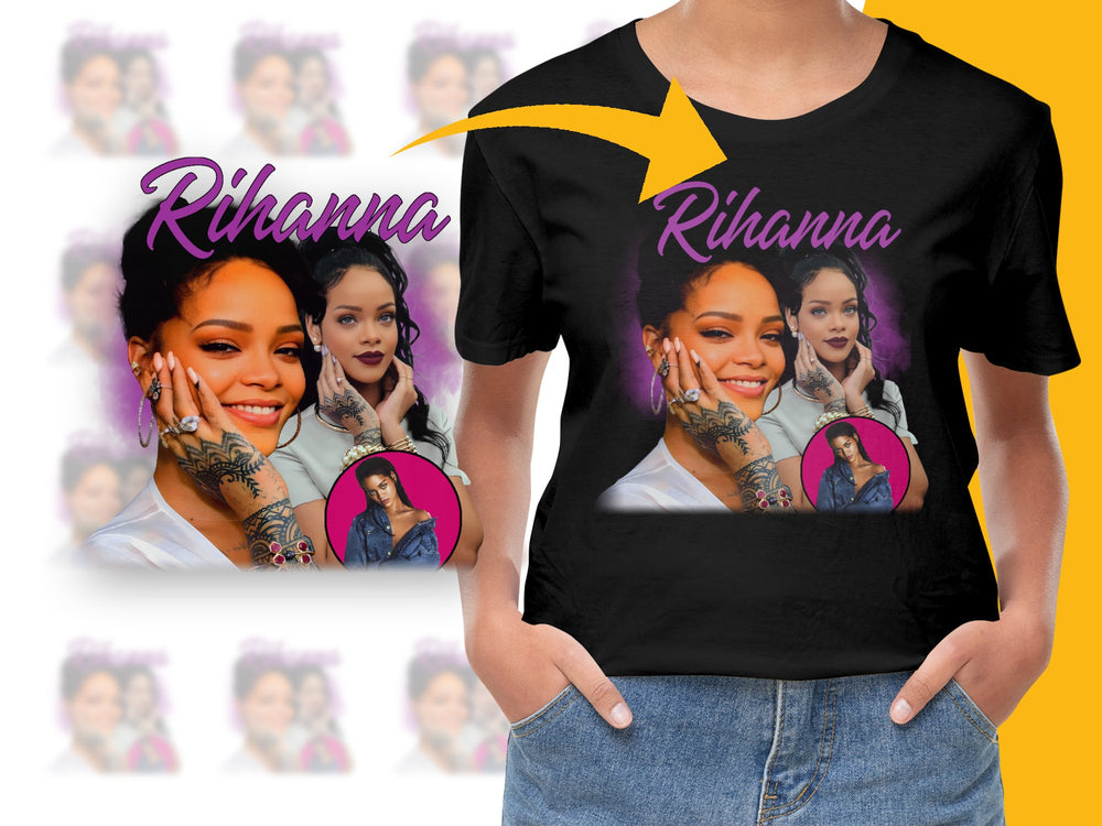 Rihanna Tribute T-Shirt, Pop Icon Graphic Tee, Women's Fashion Top, Celebrity Apparel