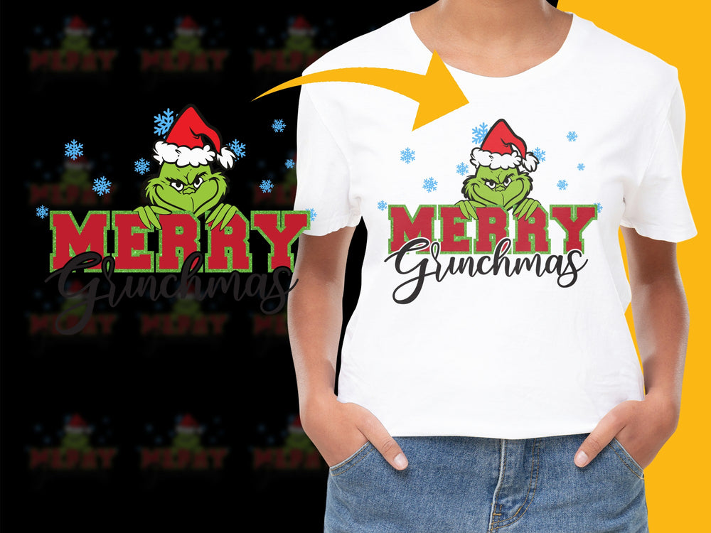 Merry Grinchmas T-Shirt, Funny Christmas Grinch Tee, Holiday Party Outfit, Festive Graphic Shirt