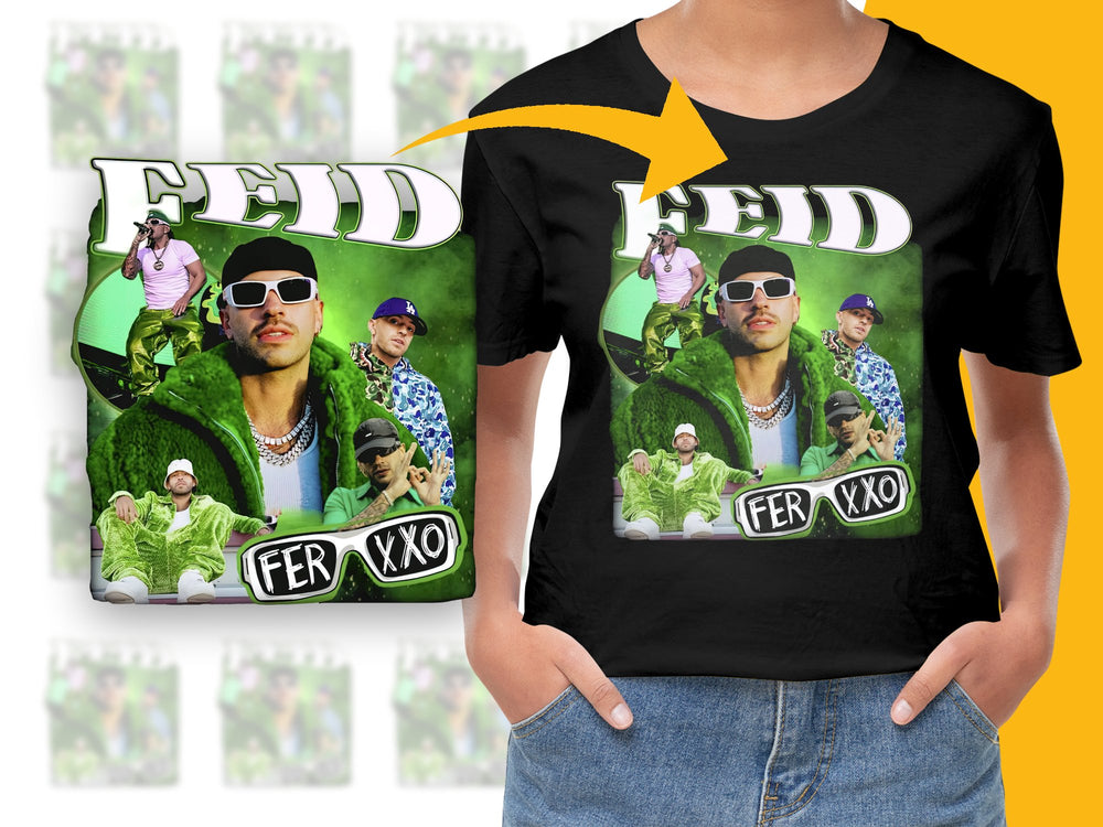 Feid Graphic T-Shirt, Green Aesthetic Urban Style Tee, Mens Fashion Streetwear, Cool Music Artist Shirt