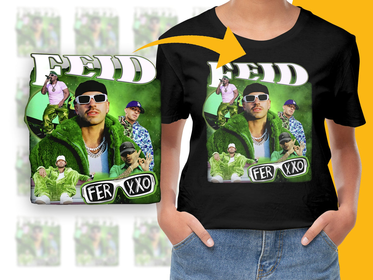 Feid Graphic T-Shirt, Green Aesthetic Urban Style Tee, Mens Fashion Streetwear, Cool Music Artist Shirt