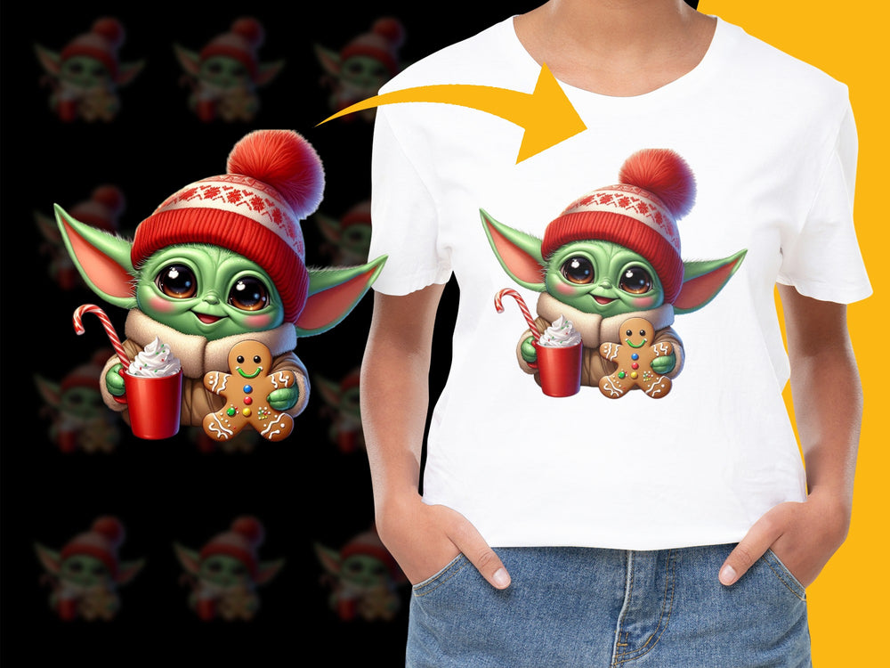 Cute Alien Christmas T-Shirt, Kids Holiday Tee, Festive Red Hat Graphic, Winter Apparel