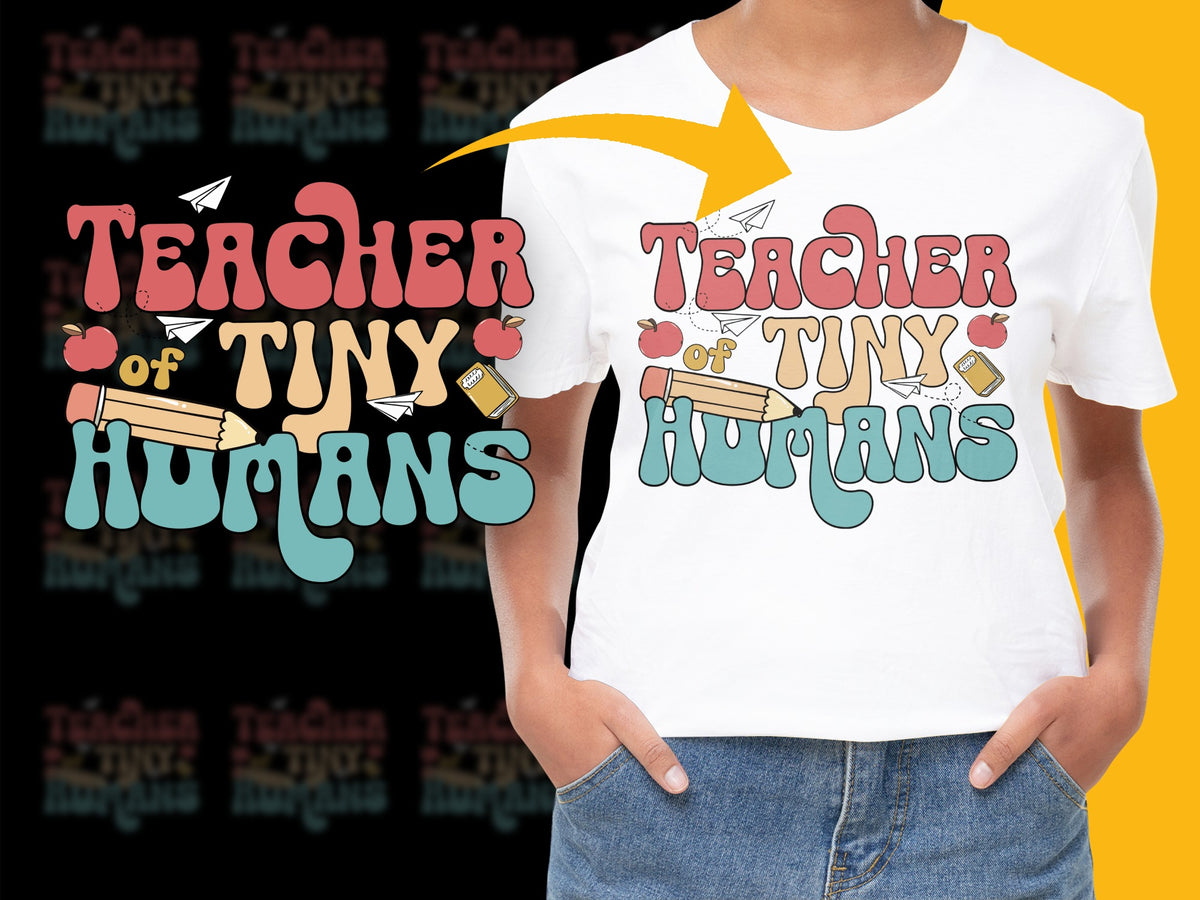 Teacher of Tiny Humans T-Shirt, Colorful Preschool Educator Gift, Kindergarten Teacher Appreciation Tee