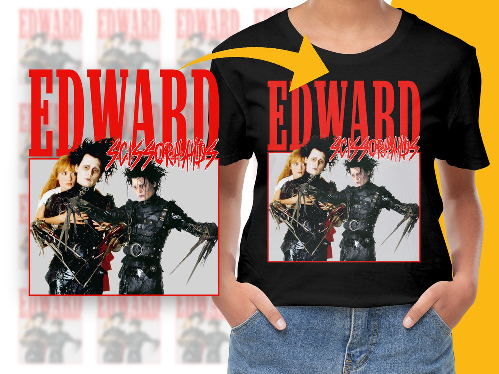 Edward Scissorhands Movie Graphic T-Shirt, Vintage Film Tee, Unisex Black Cotton Shirt