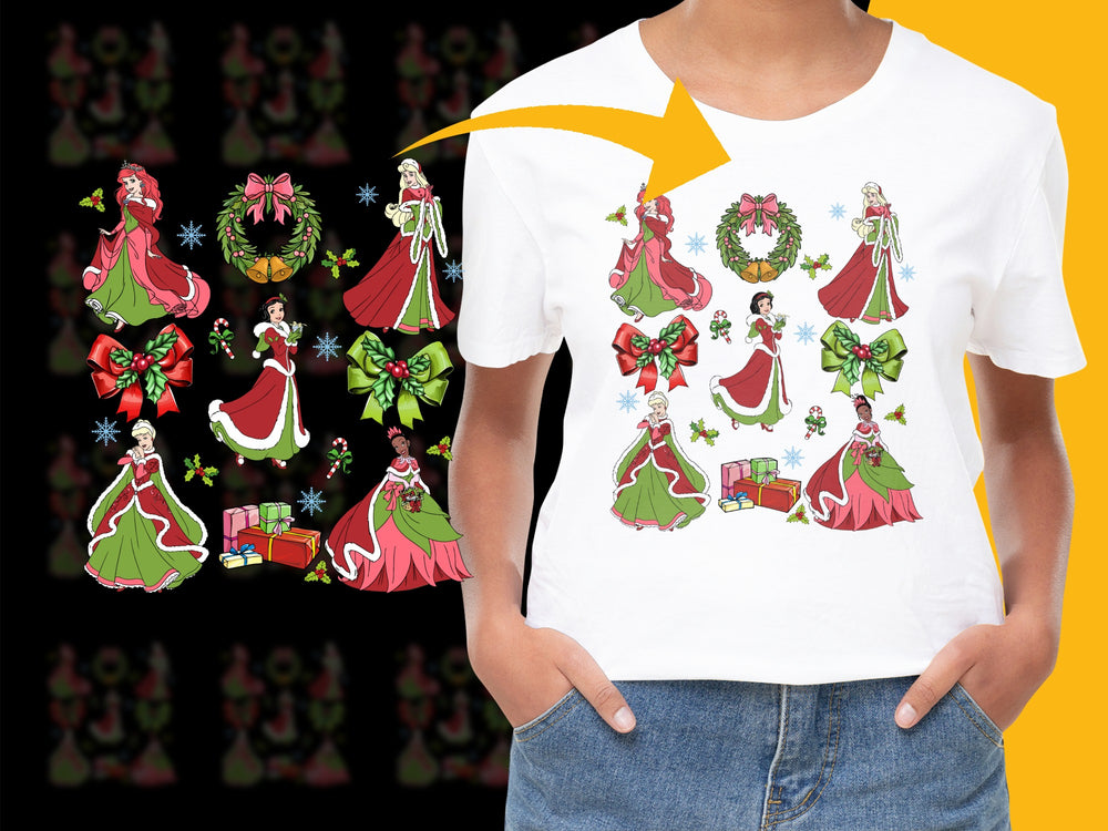 Festive Christmas T-Shirt with Vintage Santa and Elves Graphics, Holiday Apparel for All Ages