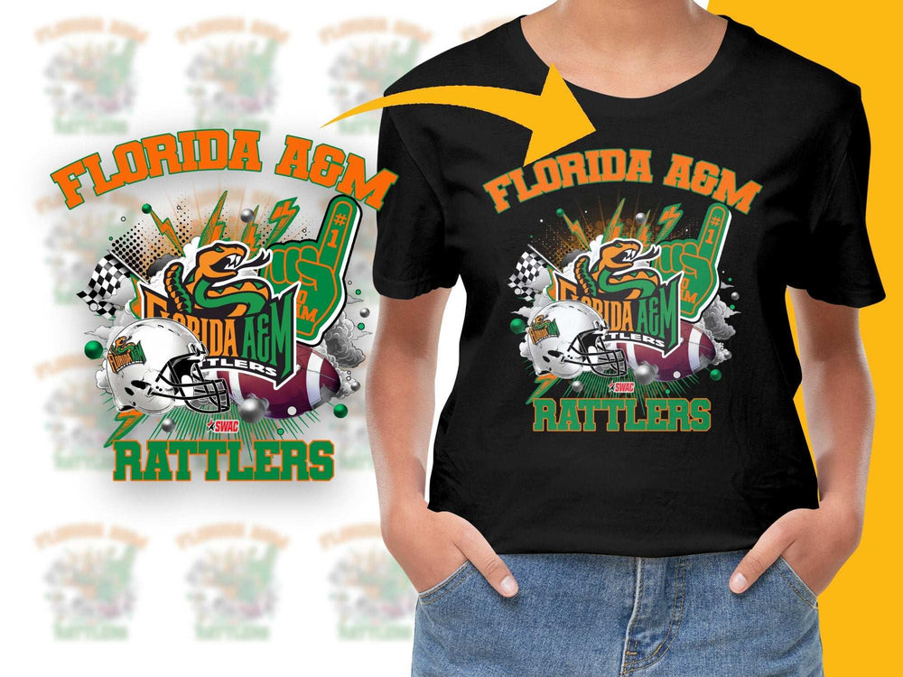 Florida AandM Rattlers Graphic T-Shirt, College Football Tee, Sports Fan Apparel, Trendy Casual Top, Youthful Style, Bold Designs