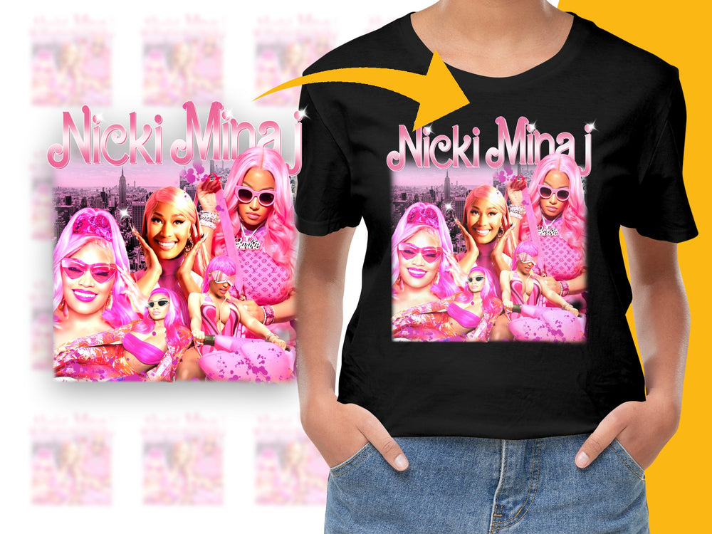 Nicki Minaj Inspired Graphic T-Shirt, Colorful Pop Art Style, Pink Fashion Tee, Music Fan Apparel, Unique Gift Idea for Her