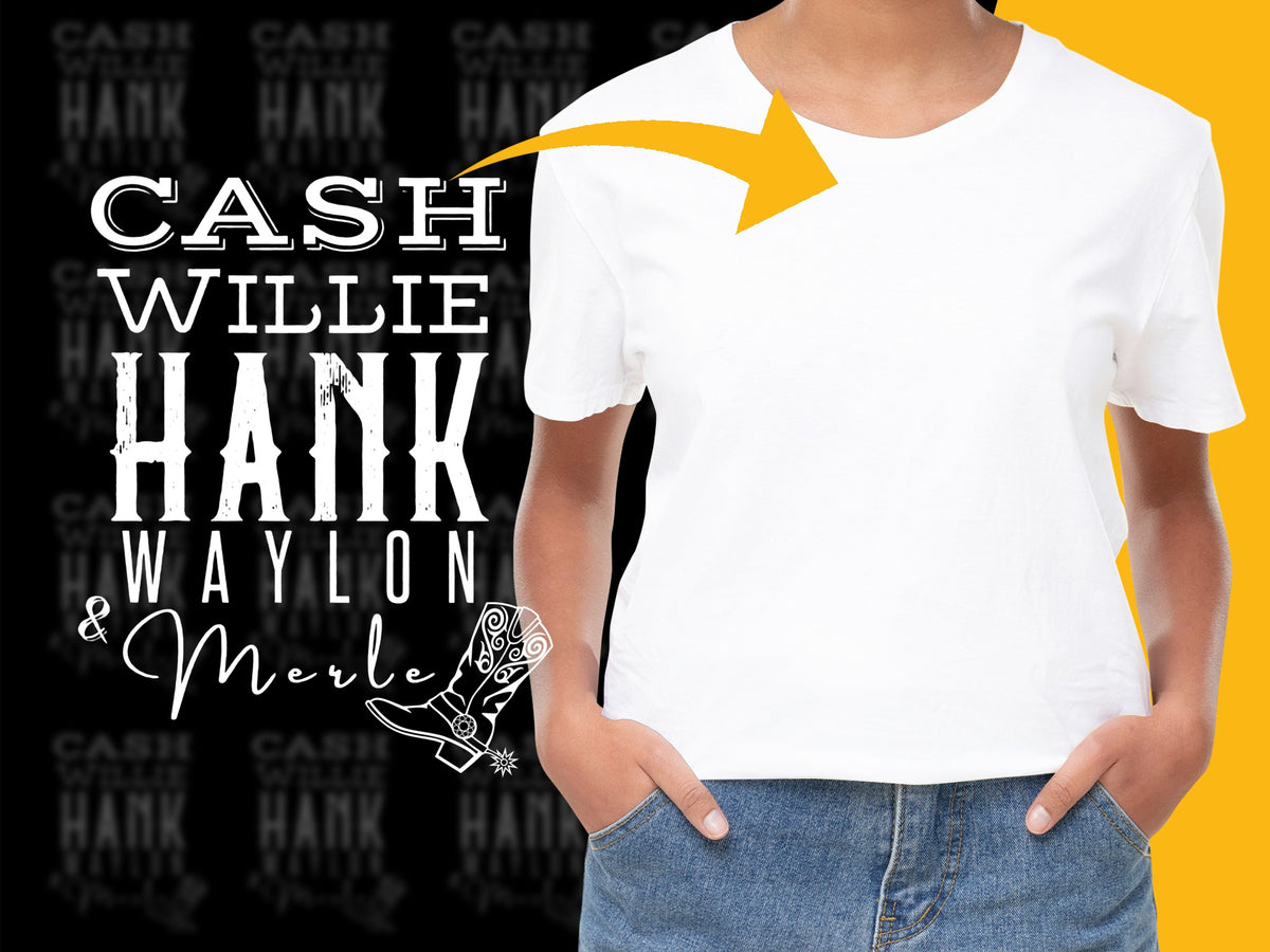 Classic Country Music Icons T-Shirt, Willie, Cash, Hank, and Merle Graphic Tee, Unisex Cotton Shirt