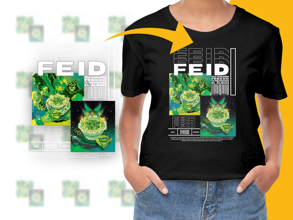 FEID Album Cover Graphic T-Shirt, Music Artist Tee, Band Merch, Men's Black Cotton Shirt, Unique Design, Collector's Item, Trendy Top