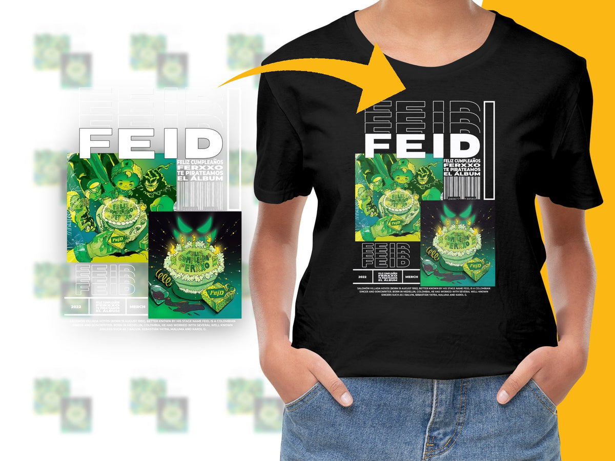 FEID Album Cover Graphic T-Shirt, Music Artist Tee, Band Merch, Men's Black Cotton Shirt, Unique Design, Collector's Item, Trendy Top
