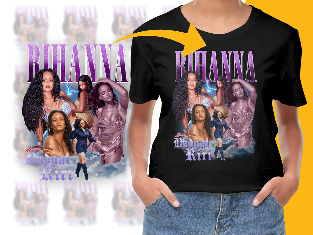 Rihanna Tribute T-Shirt, Vintage 90s Style, Pop Icon Graphic Tee, Music Lover Gift, Fashionable Streetwear, Unisex Shirt Design