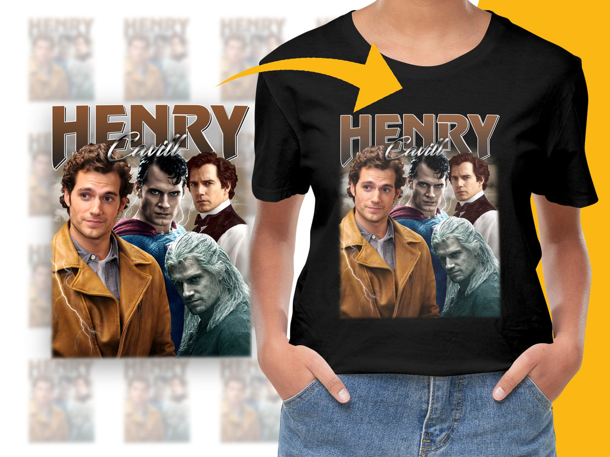Henry Cavill Fan T-Shirt, Multiple Roles Graphic Tee, Unisex Movie Actor Shirt