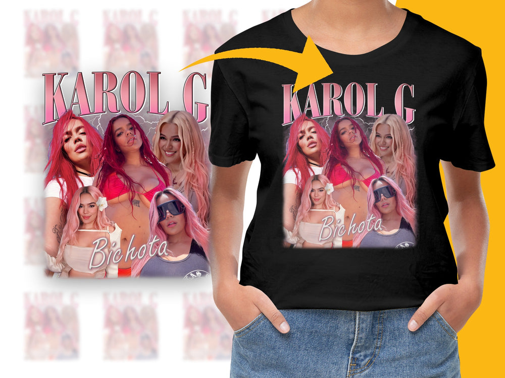 Karol G Bichota Graphic T-Shirt, Women's Fan Merch, Colorful Pop Star Tee, Music Artist Inspired, Vibrant Casual Top, Gift Idea