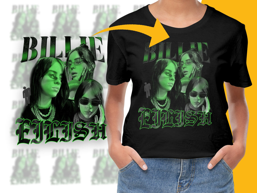 Billie Eilish Graphic T-Shirt, Vintage Style Pop Music Tee, Unisex Fan Merch, Black Cotton Shirt
