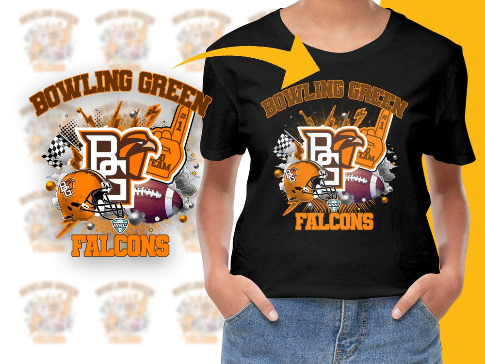 Bowling Green Falcons Graphic T-Shirt, Orange Black Sports Tee, College Football Fan Apparel